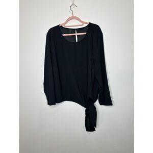 Torrid‎ Top 3X Black Blouse Plus Side Tie Career Office Professional Lightweight